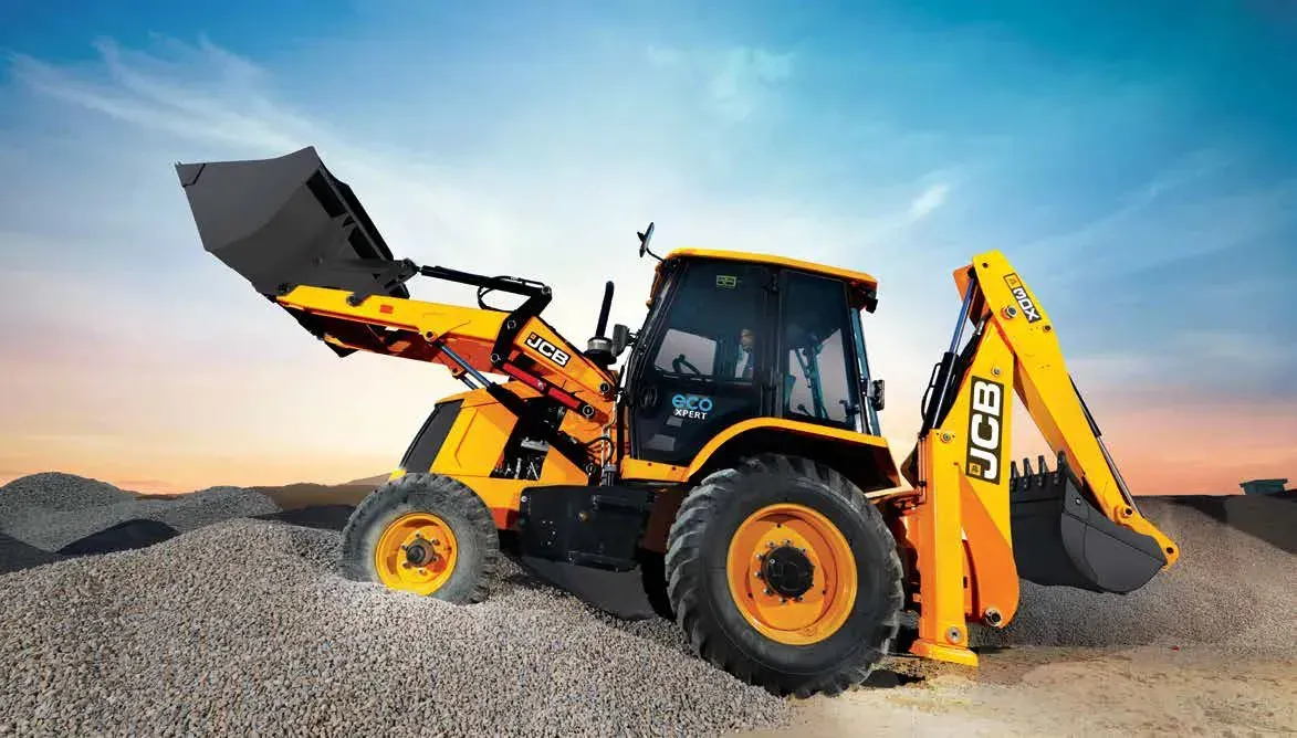 JCB backhoe loader on rent in Delhi NCR for trenching and loading