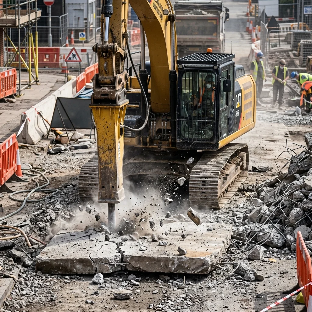 Concrete Breaking on excavation site