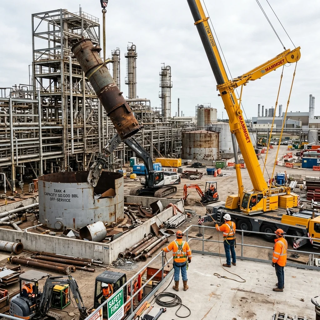 Industrial Demolition on excavation site